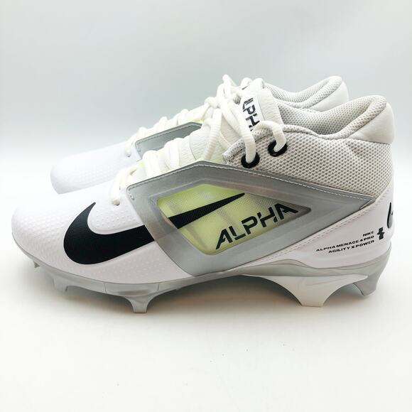 Nike Mens Alpha Menace 4 Pro Molded Football Cleats Size 11 White Black NWOB - Picture 6 of 10